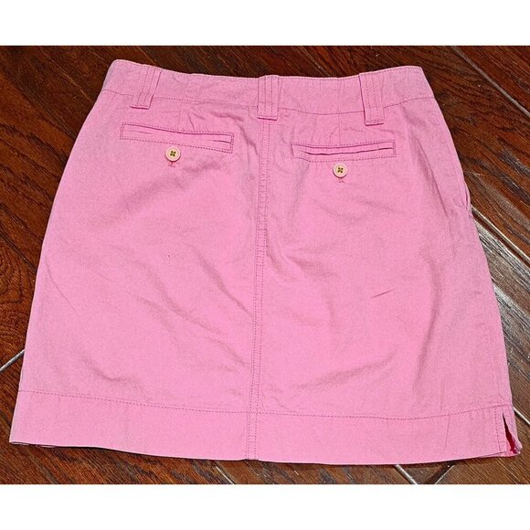 Lilly Pulitzer Pink Cotton Mini Skirt Size 0 With Back Button Detail - Picture 2 of 4